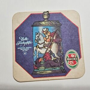 Vintage Becks Beer Coaster Edle Trinkgefasse‎ German Barware St. George Dragon